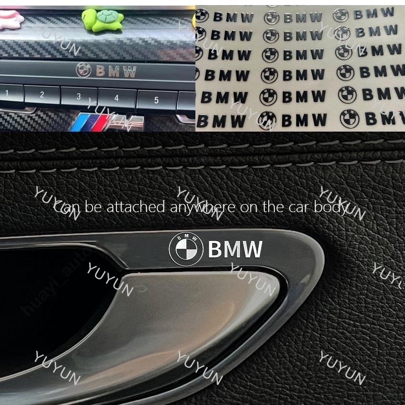 YY Logo BMW Sáng Tạo Kim Loại Trang Trí Miếng Dán Chống Thấm Nước Cho Xe BMW F10 F20 F30 F32 E36 E46