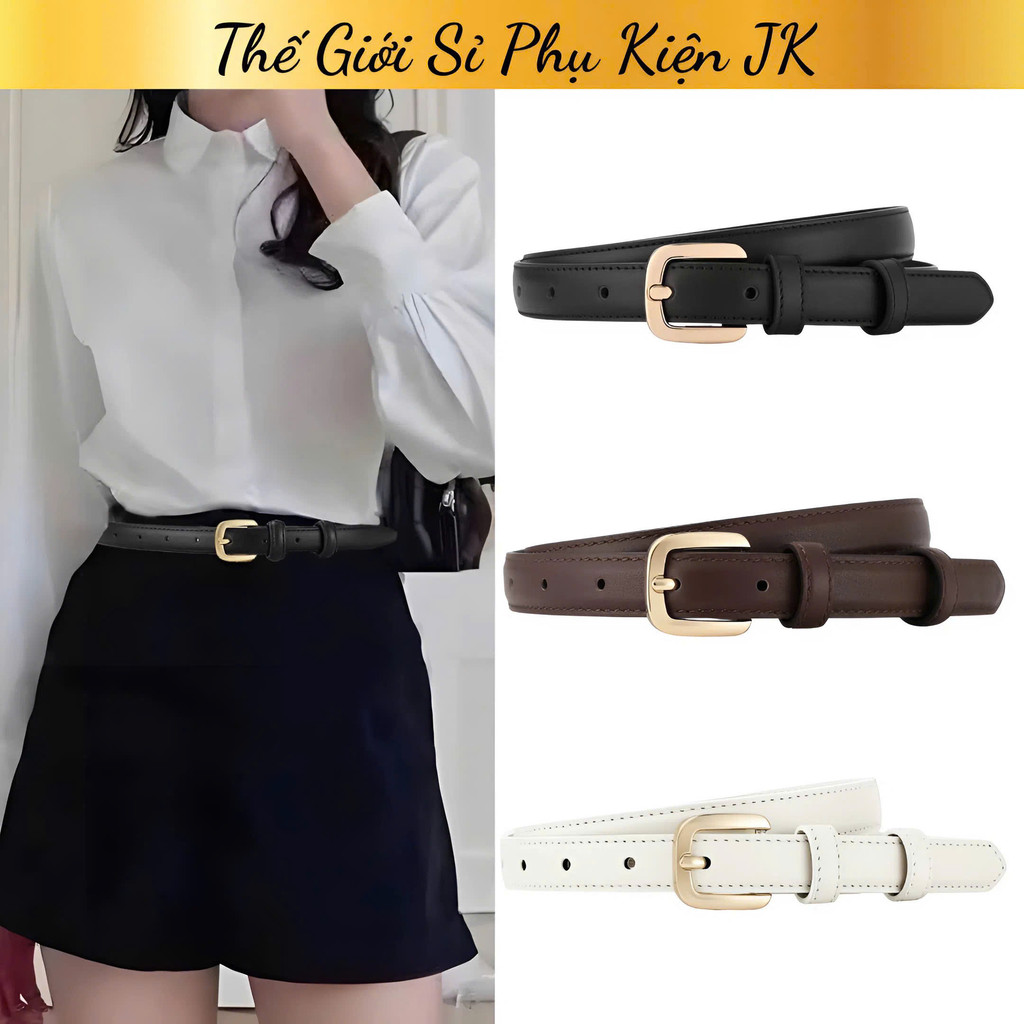 Thắt Lưng Nữ Khóa Chốt Vuông Phong Cách Retro (91pu)
