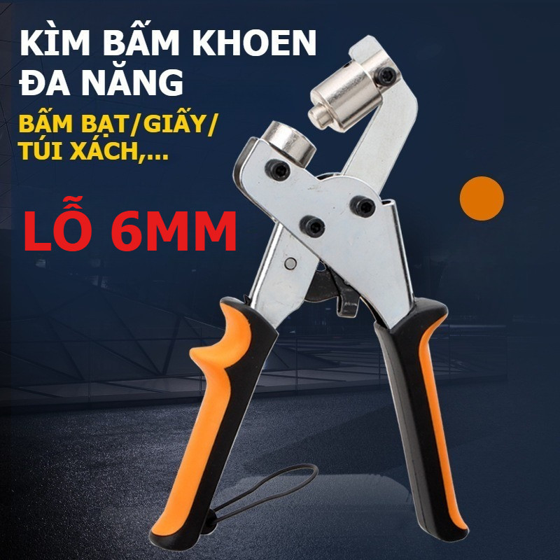 (6mm) Bộ kìm bấm mắt cáo 6ly, Kèm 100 khoen Ô rê–Dụng cụ bấm khoen cho da, bạt Hiflex, giấy thủ công