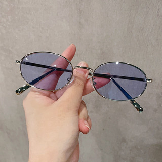 Kính râm nam nữ gọng hình bầu dục bằng kim loại Kính hợp thời trang Retro