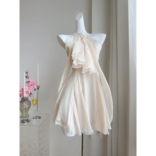  Váy Voan Ngắn Cổ Yếm Bèo Kiểu Mới Của Pháp Thiết Kế Gợi Cảm Quyến Rũ Ngọt Ngào 