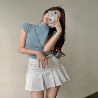 Thời trang 2023 mùa hè phong cách Hàn Quốc Áo sơ mi không tay ôm dáng