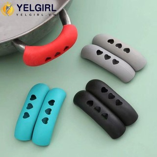 Giá đỡ tay cầm chảo YELGIRLA 1 cặp, Kẹp tai nồi chịu nhiệt độ cao chống bỏng, Vỏ cách nhiệt silicon chống trượt di động Đồ dùng nhà bếp