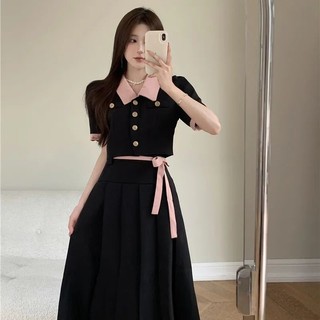 Váy Ngọt Ngào Phong Cách Hàn Quốc Thời Trang Mới Mùa Hè Tôn Dáng Gầy Cạp Cao Trang Phục Nữ 