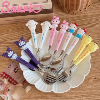 Bộ đồ ăn bằng thép không gỉ Sanrio có bộ nĩa và thìa và bộ đồ ăn di động