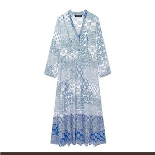  Phong Cách Châu Âu Mỹ Nữ Phong Cách Mới 2024 Tính Khí Thời Trang Cổ Chữ V Khâu Đầm In Hình7986771