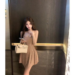 Đầm dự tiệc sang trọng Công nghiệp nặng Khoan nóng Thiết kế không đều Váy Mini