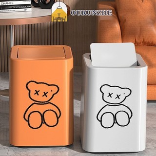 Ourunzhe Thùng rác hộ gia đình loại nắp lắc nhà vệ sinh nhà bếp