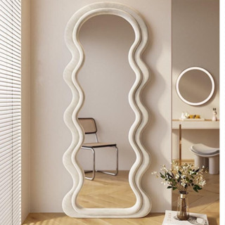 Gương soi toàn thân lượn sóng bọc nỉ( gương decor phòng)