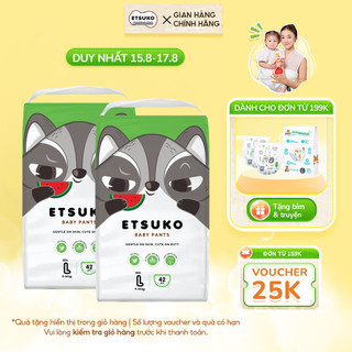 Combo 2 tã/bỉm quần etsuko siêu thấm hút, mềm mại chống hăm, đủ size m-l-xl-xxl cho bé từ 6 - 20kg