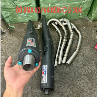  Pô uma racking đít inox + đui đen V3 V4 gắn sirius wave ex winner sonic...Kèm Cổ INOX 304 