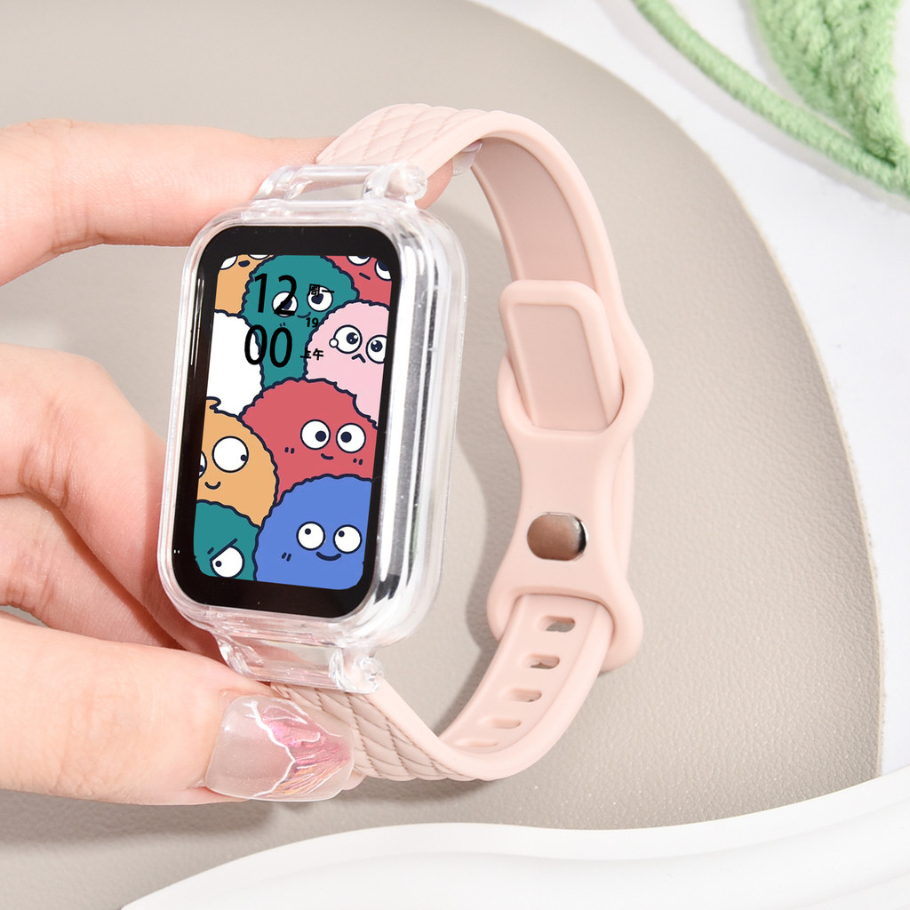 Dây đeo silicon họa tiết da cho Xiaomi Band 8 7 Pro Dây đeo đồng hồ thể thao thay thế cho Mi Band 8 