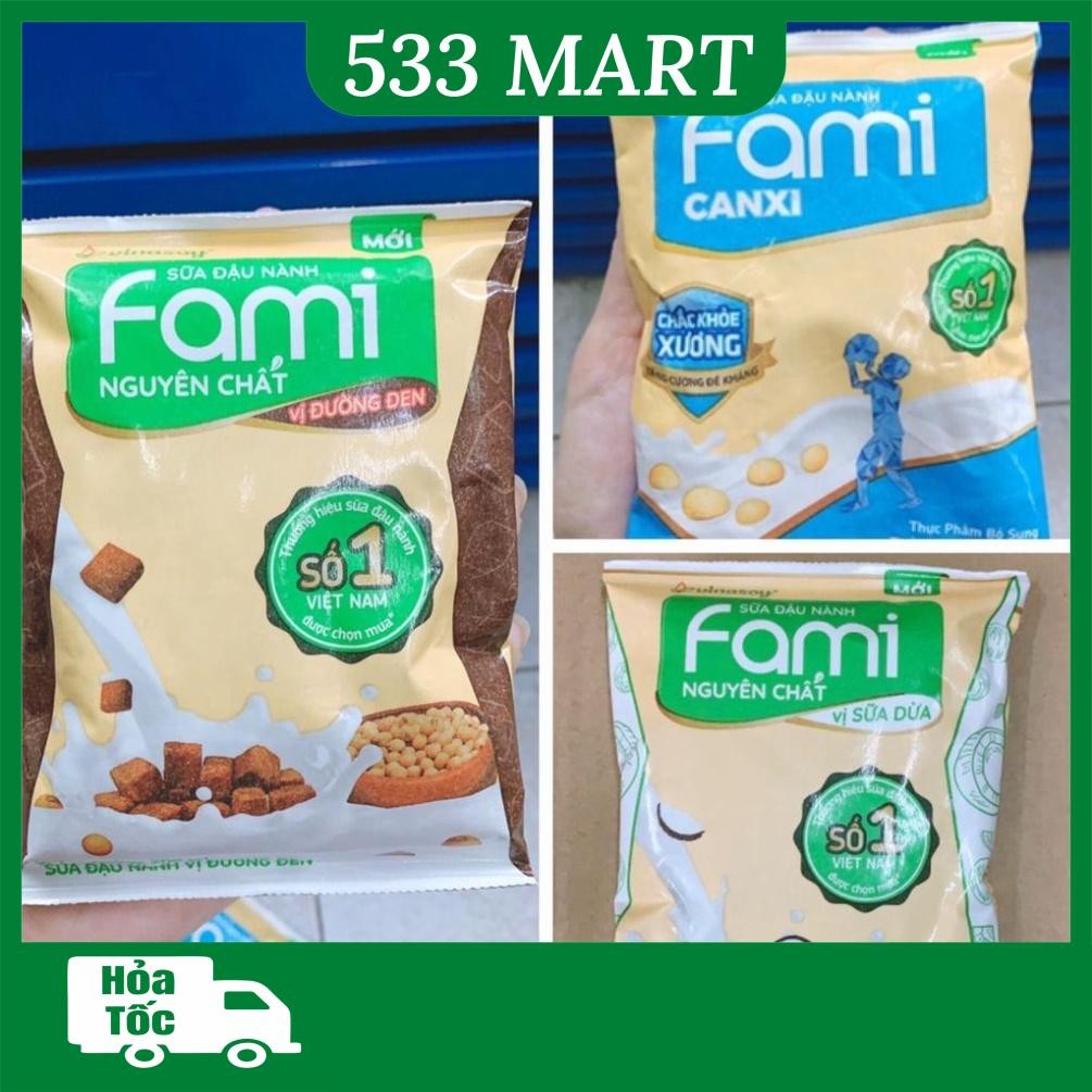 [HỎA TỐC HCM] [BỊCH LẺ] Sữa đậu nành Fami Nguyên chất, Fami Canxi bịch 200ml