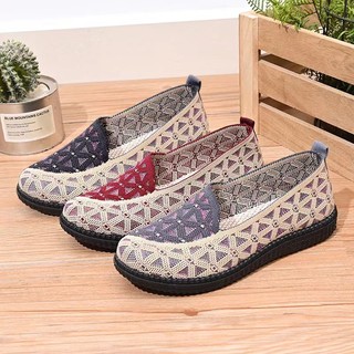 2024 Phong Cách Mới Lưới Thoáng Khí Người Trung Niên Người Cao Tuổi Thoải Mái Giày Mẹ Slip-on Cũ Bắc Kinh