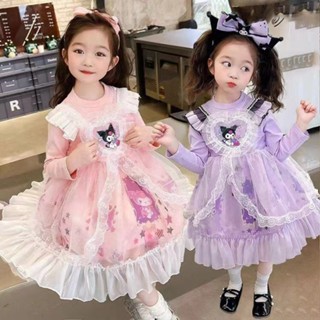  Đầm lưới công chúa dài tay thời trang bé gái Váy Kuromi ngọt ngào 
