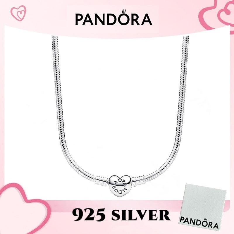 100% PANDORA S925 sterlingsilver vòng tay trang sức mặt dây chuyền Pandora Khoảnh khắc Trái tim Khóa