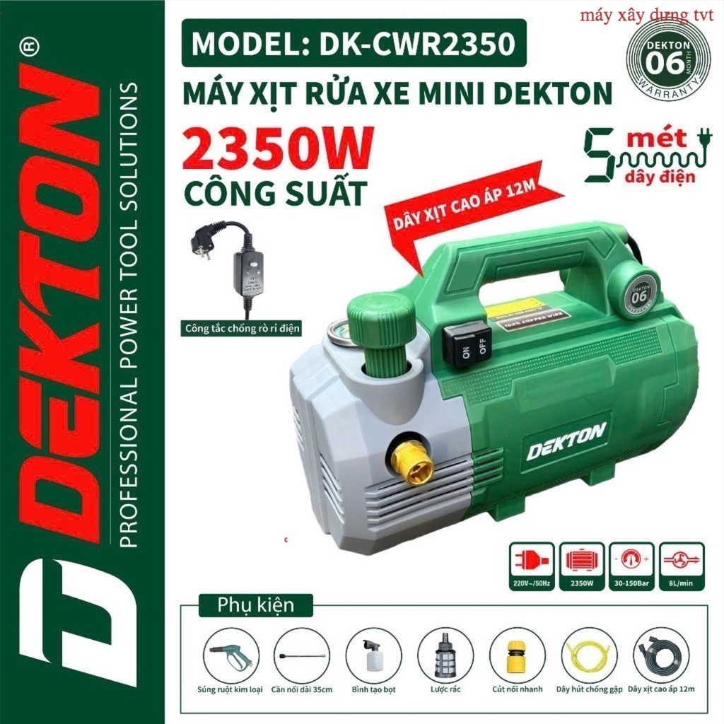 Máy Xịt Rửa Mini Dekton 2350W / DK-CWR2350 / Có Chỉnh Áp , Tích Hợp Chống Rò Điện tvt Máy xây dựng