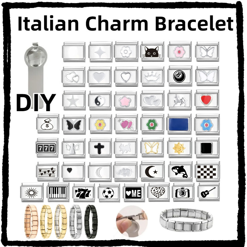 Đế Bạc Cá Tính Thiết Kế Đơn Giản Dây Chuyền Ý Quyến Rũ Phù Hợp Với Vòng Tay 9mm Làm Diy Trang Sức Vòng Tay Quyến Rũ Ý