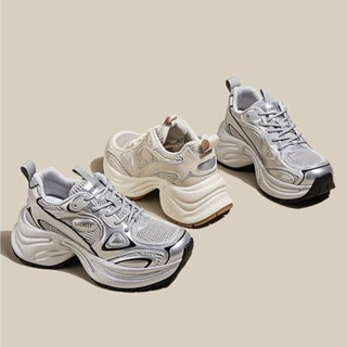  Giày Sneaker gót giữa mũi tròn kiểu Hàn Quốc quai chéo PU thoáng khí chống trượt tăng chiều cao bên trong tôn dáng gầy chịu mài mòn Giày thể thao nữ xưởng giá sỉ 