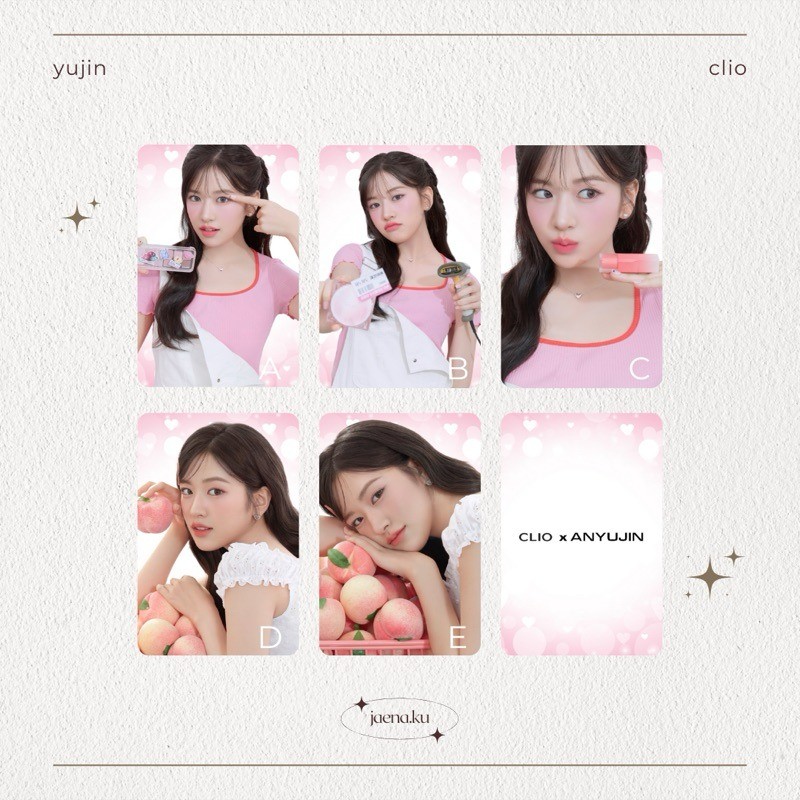 [IVE] PHOTOCARD YUJIN X CLIO UNOFFICIAL - Card Bo Góc Unofficial - Cán nhám 2 mặt - Hình in sắc nét