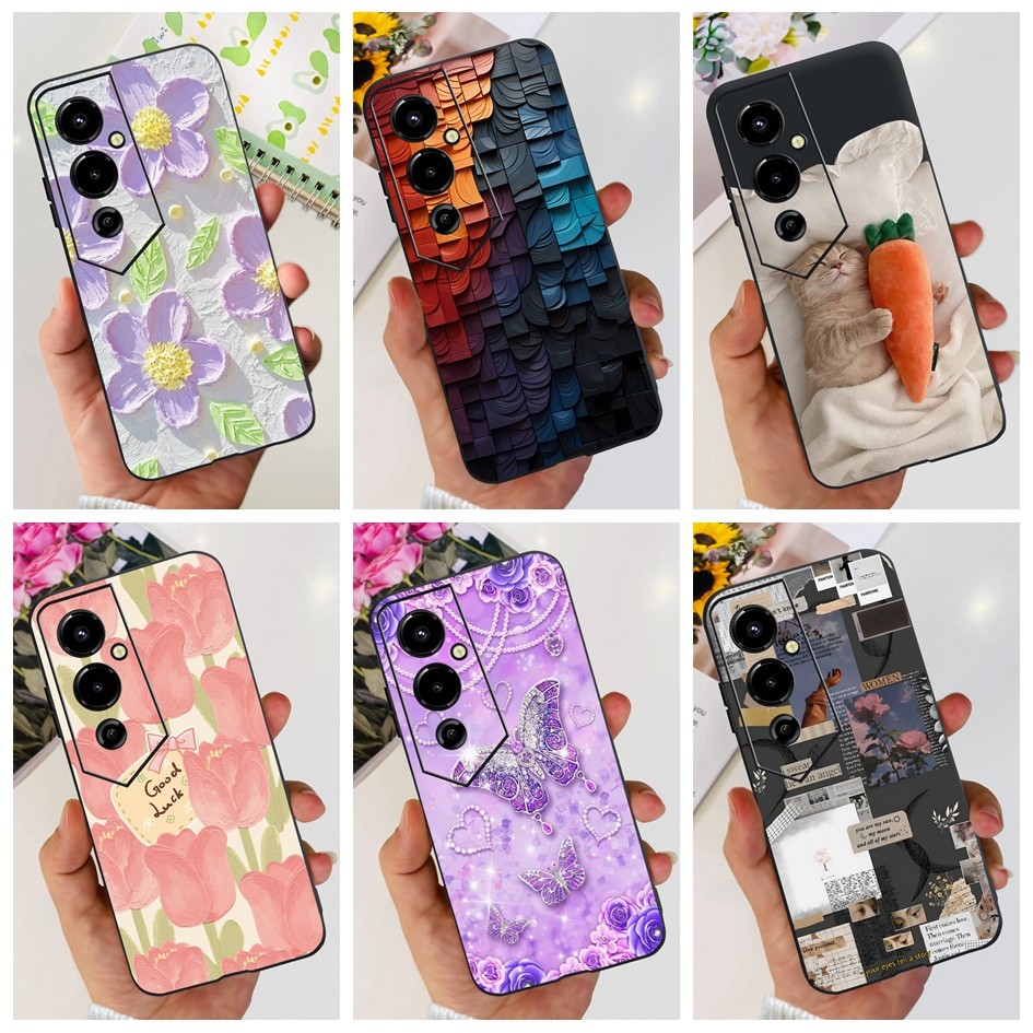 Vỏ Cho Tecno Pova 4 LG7n Vỏ Hoa Bướm Phổ Biến Silicon Mềm Bảo Vệ Cho Tecno Pova 4 Pro LG8n Pova4 Pro