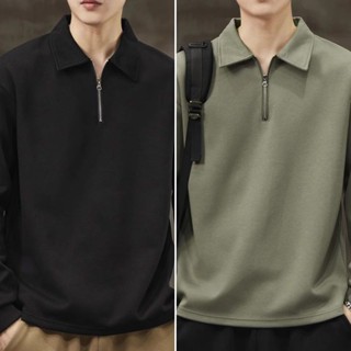 Áo Hoodie nửa Zip dành cho nam Màu trơn Thương hiệu thời trang Mỹ Áo khoác cổ điển Áo khoác nam dài tay dáng rộng Áo sơ mi Polo