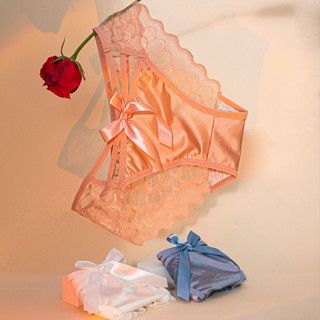 Ecmln Pháp Satin Sang Trọng Quần Đùi Cho Người Phụ Nữ Ren Hai Cánh Gợi Cảm Nguyên Chất Desire Phong Cách Rỗng Mềm Lưới Quần Lót