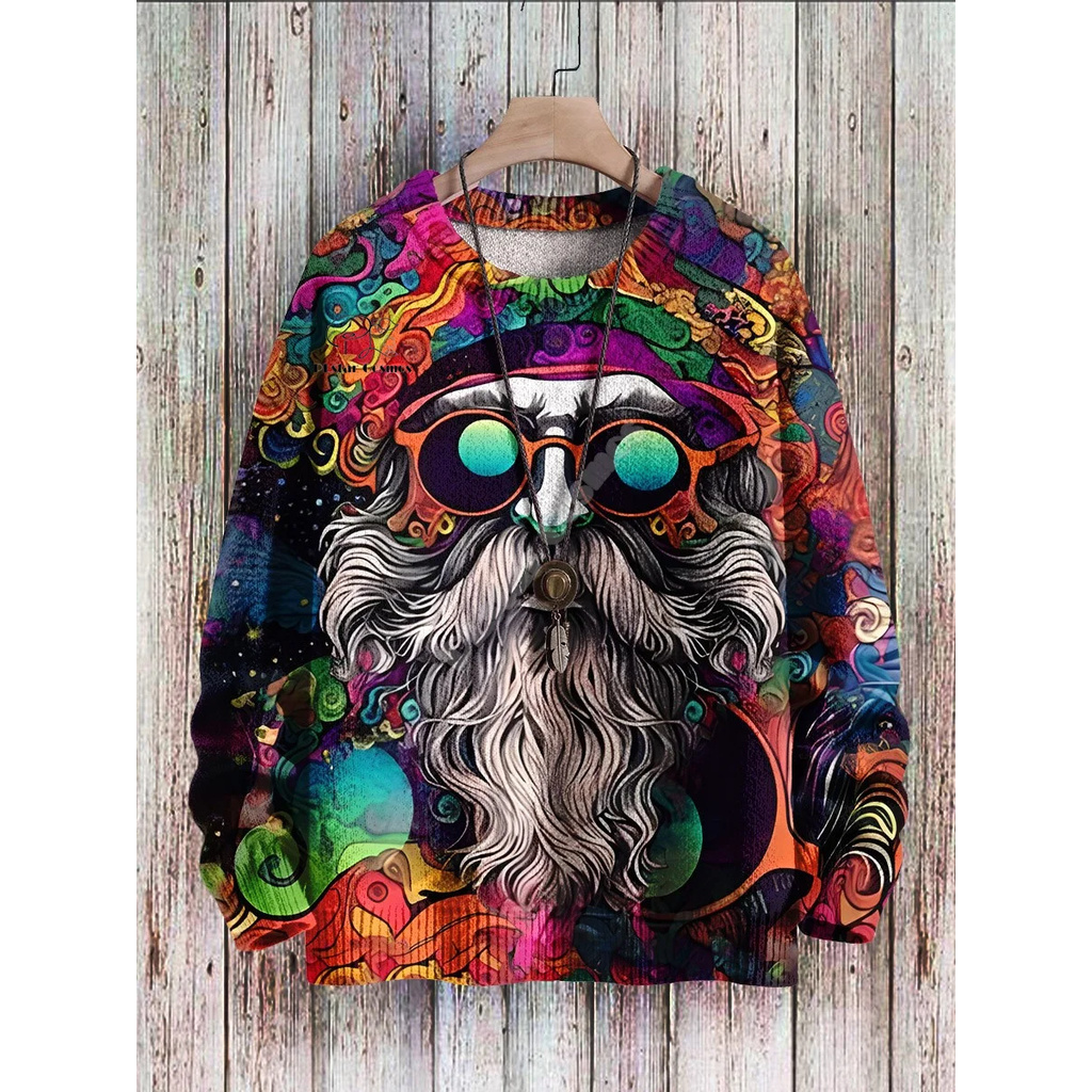 Giáng Sinh Xấu Xí Dệt Kim Áo Len Xmas Ông Già Noel Động Vật Nhiều Màu Sắc Hình Xăm Retro Unisex 3DPr