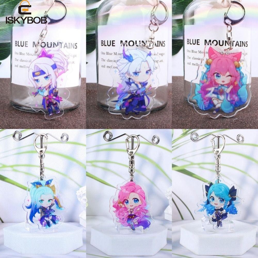 Móc khóa FUZOU Liên minh huyền thoại, Jinx / Ahri / Riven / Vayne Acrylic LOL Móc khóa Acrylic, Móc 