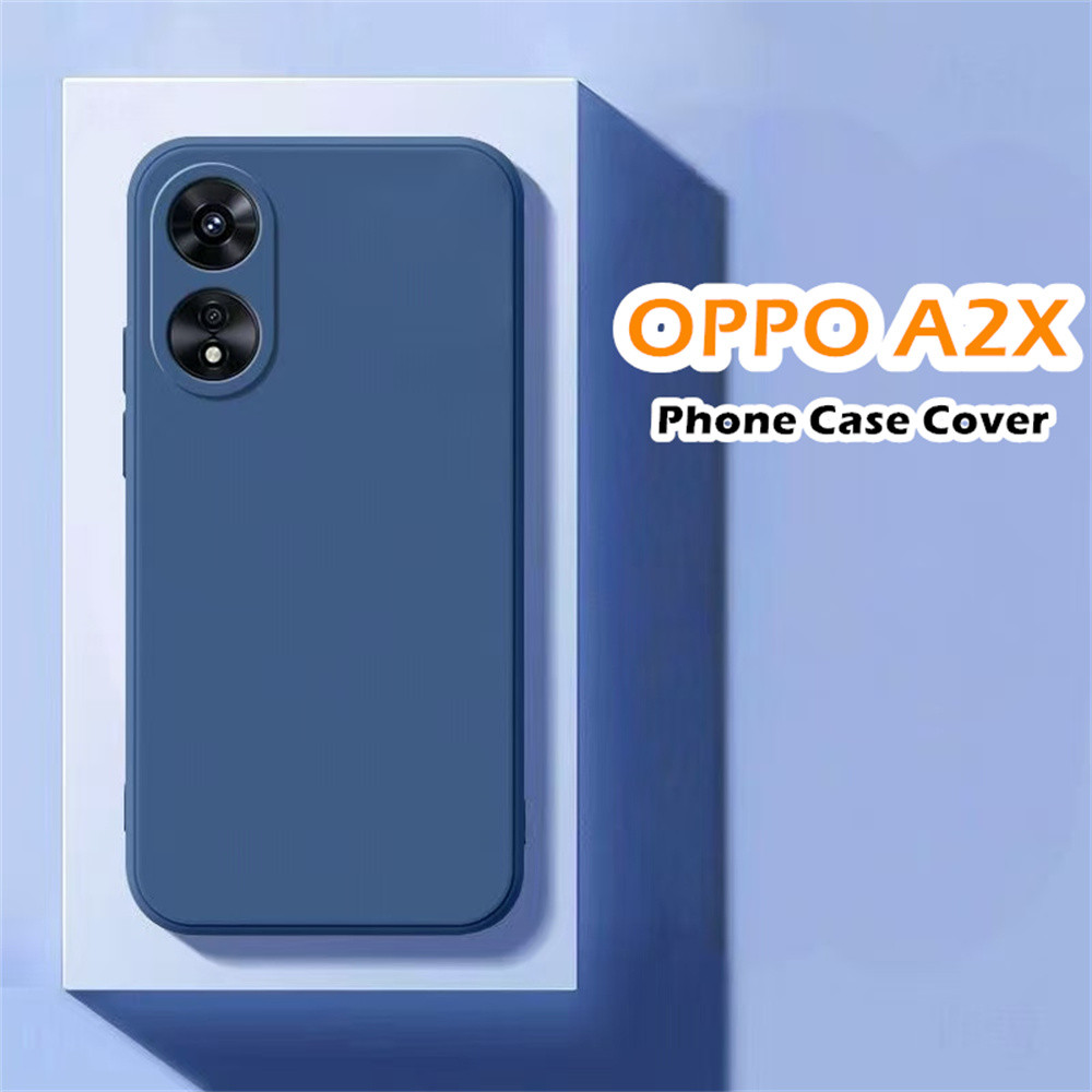 [Sẵn sàng] Dành cho OPPO A2X Ốp lưng silicon viền thẳng Vỏ điện thoại màu trơn cổ điển