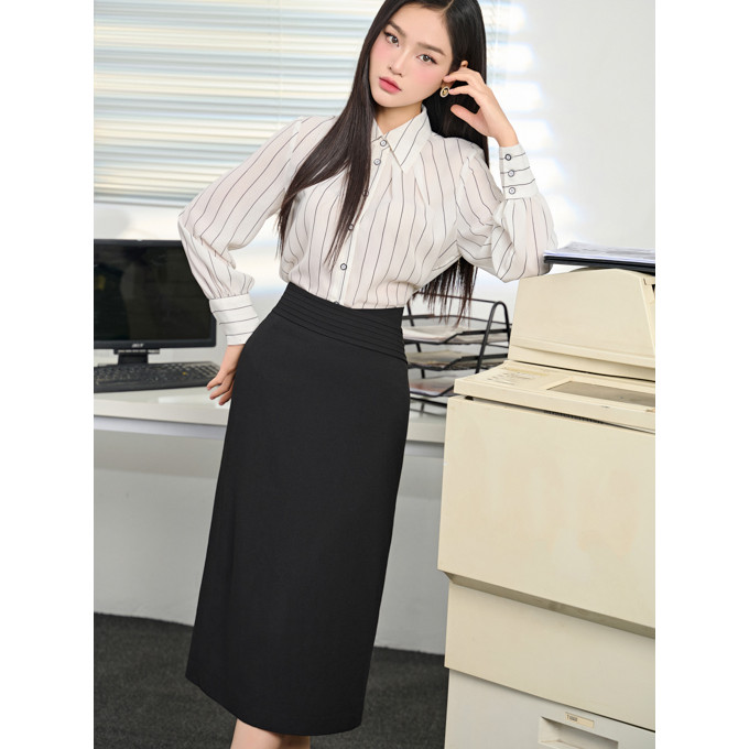 Chân váy juyp đen dáng ôm trơn 2 lớp xẻ sau Orchid - BH8B809