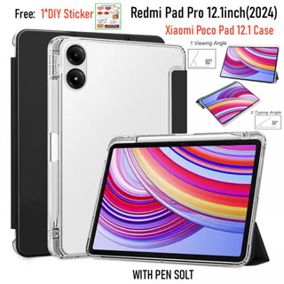 Redmi Pad Pro 12.1 Ốp điện thoại Có Giá Đỡ Bút Chì Flip Stand Mềm TPU Lưng Từ Tính Máy Tính Bảng Dành Cho Xiaomi Poco Pad 12.1 Inch 2024 Bao