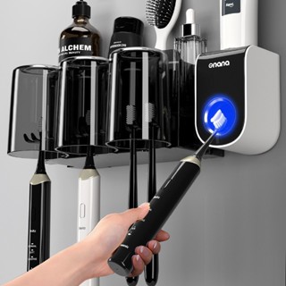 Giá Để Bàn Chải Đánh Răng Phòng Tắm Vệ Sinh Không Đục Lỗ Cốc Nước súc Miệng Cốc Đánh Răng Treo Tường Giá Để Đồ Điện Răng