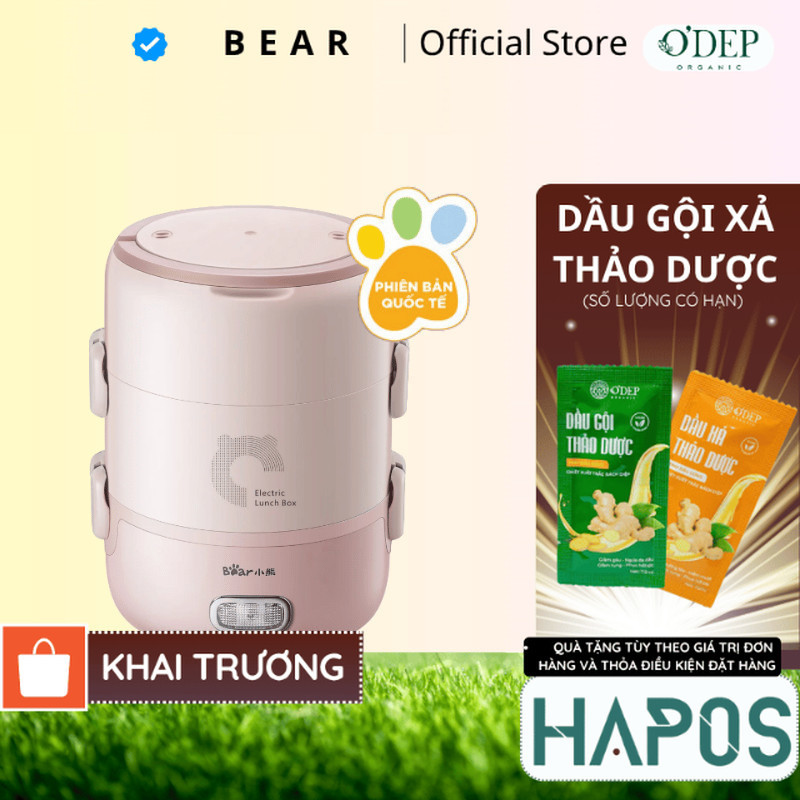 Hộp cơm điện văn phòng cầm tay Bear DFH-B20S6 - 3 khay đựng thức ăn, hấp/ đun sôi/ hâm nóng - HAPOS 