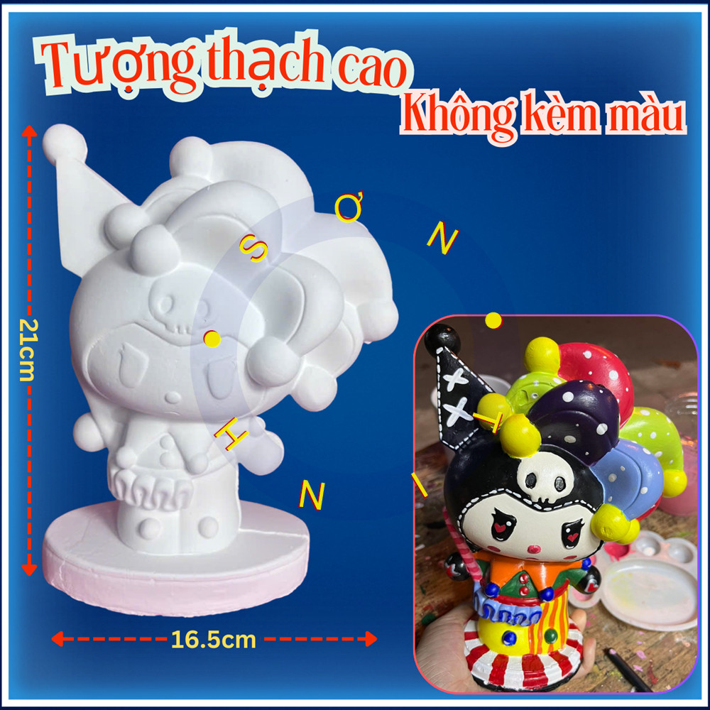 Tượng thạch cao Kuromi chú hề M74 (Không kèm màu) Bé Tô Màu Tô Tượng, decor