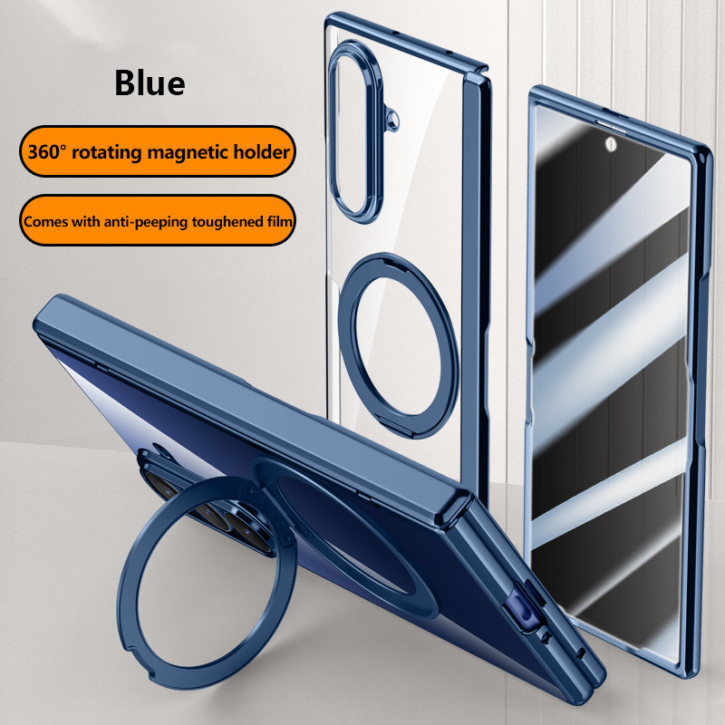 Ốp Lưng Trong Suốt Mạ Điện Cho Samsung Galaxy Z Fold 7 Fold7 5G Từ 360 ° Vỏ đứng xoay có màng cường 