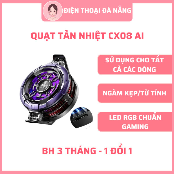 Sò Lạnh CX08 AI - Quạt Tản Nhiệt Điện Thoại + Led Gaming, Chế Độ AI, BH 3 Tháng 1 Đổi 1 - ĐIỆN THOẠI