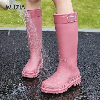Giày đi mưa ống cao WUZIA, Giày nước ngoài trời đế dày PVC, Giày cao su chống trượt thời trang đi mưa cho nữ