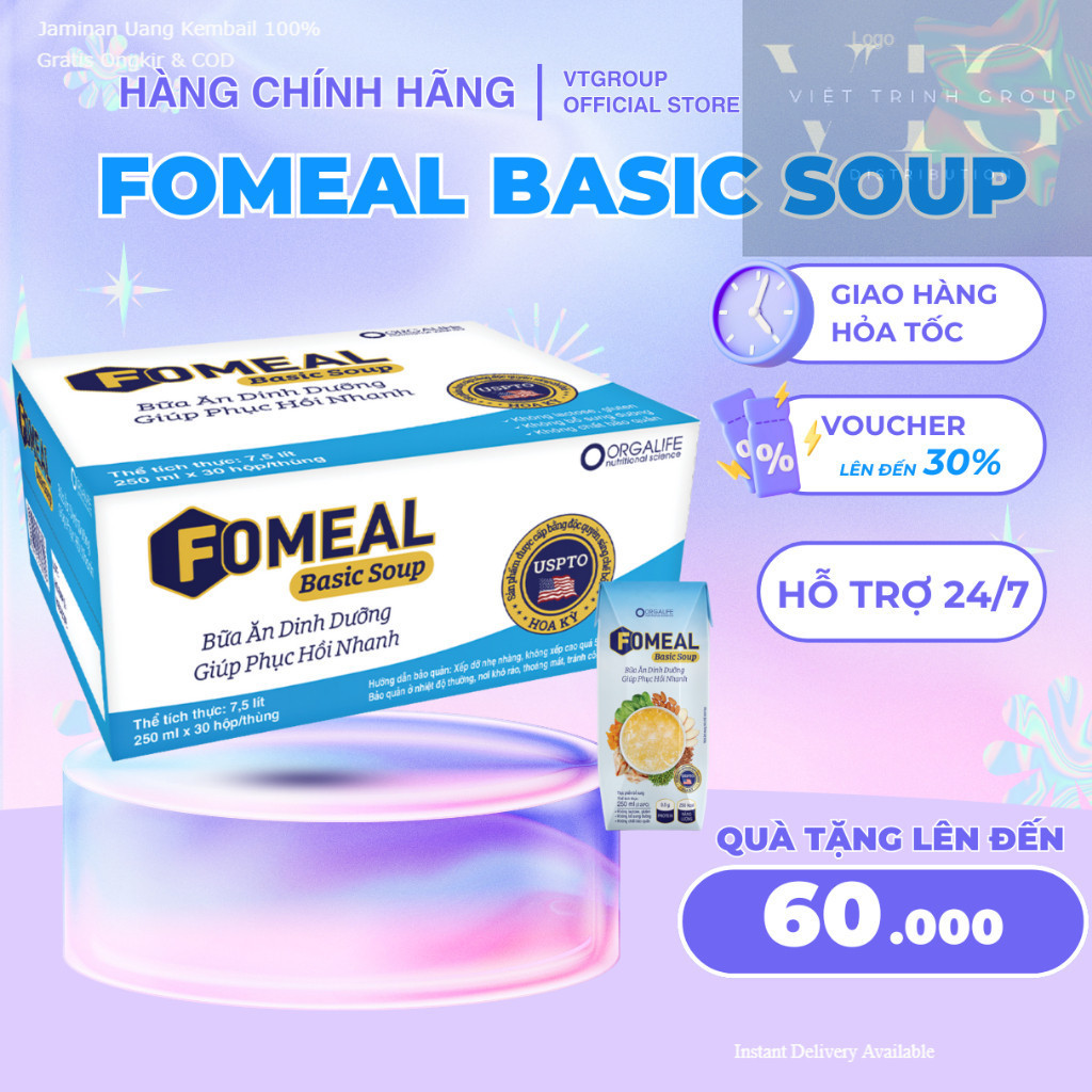   Mẫu mới Thùng 30 hộp 250ml thực phẩm dinh dưỡng Fomeal Basic Soup,Áp suất thẩm thấu phục hồi nhanh 