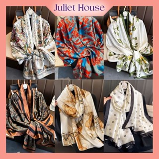 Khăn Choàng Lụa, Khăn Lụa Satin Bản Rộng 180x90cm Họa Tiết Thanh Lịch Sang Trọng JULIET HOUSE