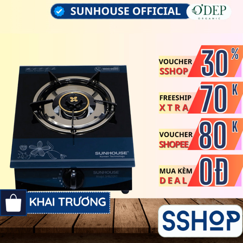 BẾP GAS ĐƠN SUNHOUSE SHB212KT - bảo hành 1 năm - SSHOP SSO