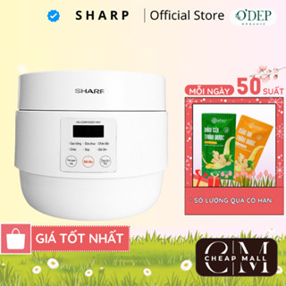 Nồi cơm điện Sharp mini 1L 600W Chính hãng, hẹn giờ, mâm nhiệt 3D, lòng nồi dày chống dính KS-COM100DV-WH - CHEAP CMO