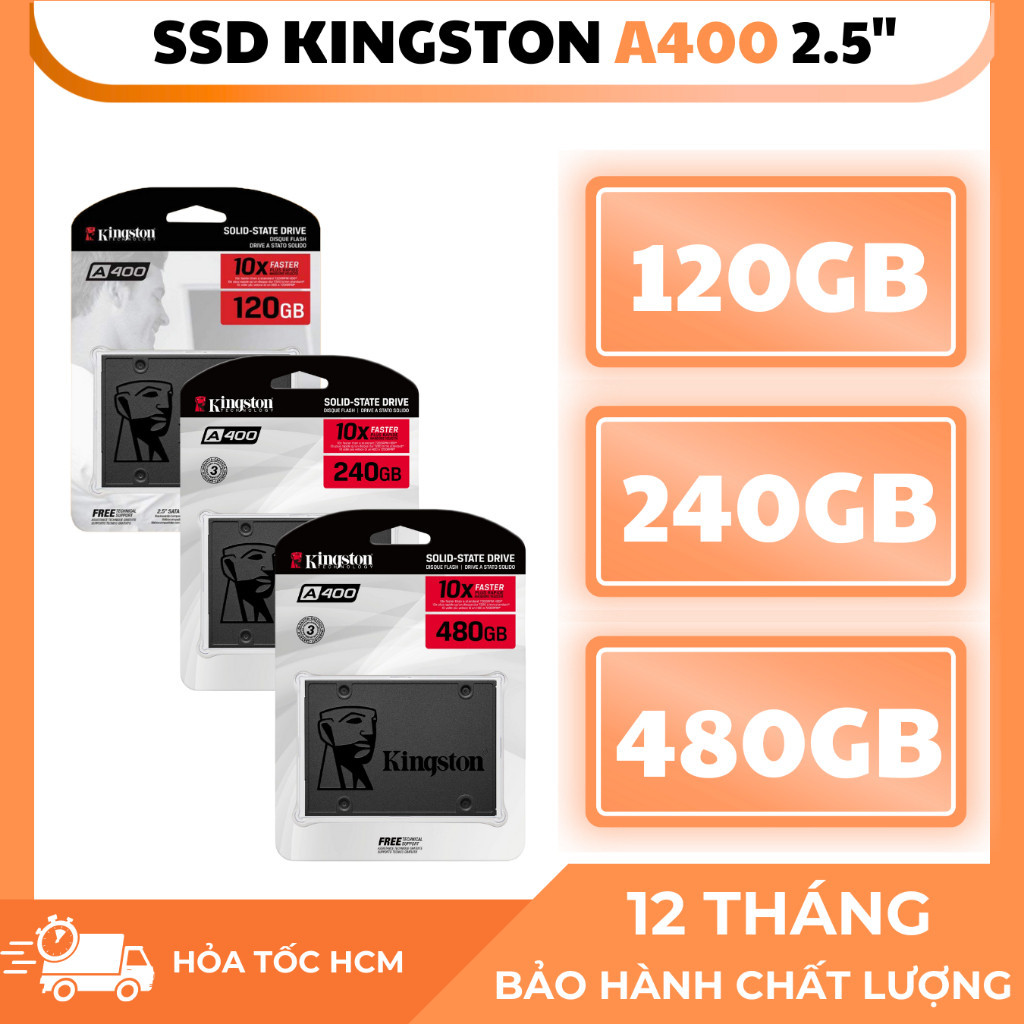 SSD Kingston A400 120GB/240GB/480GB – 2.5 Inch SATA III – Tốc Độ Cao, Nâng Cấp Laptop, PC Chạy Mượt