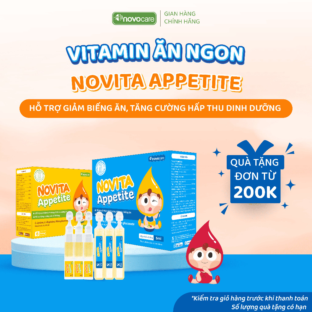 Vitamin ăn ngon Novita Appetite, siro cho bé biếng ăn bổ sung vitamin B1, B2, B3, B6 tăng đề kháng