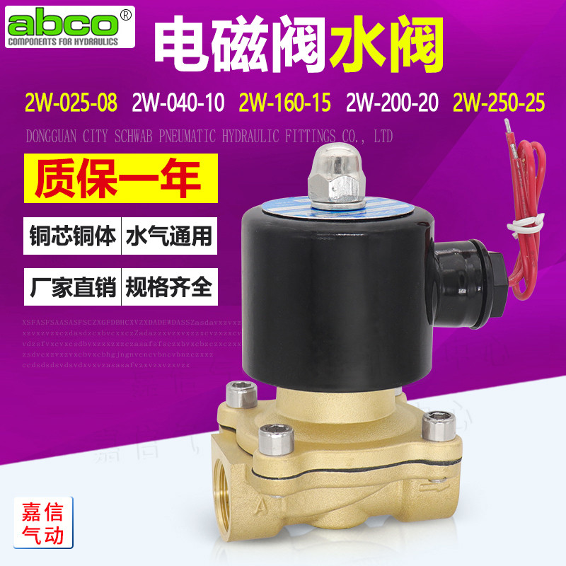 Hai vị trí Hai chiều 2W025-08 Van nước van điện từ thường đóng 2W160-15 / 040-10 / 200-20 / 250-25