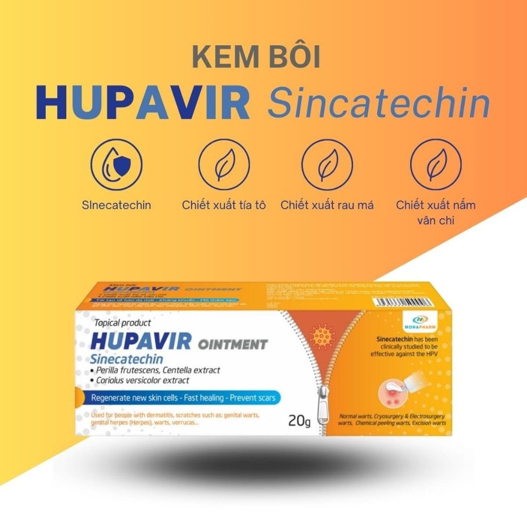 Kem bôi sùi mào gà, mụn cóc HUPAVIR Ointment - Hỗ trợ phòng mọc lại, mụn cóc, sùi mào gà, mụn cơm