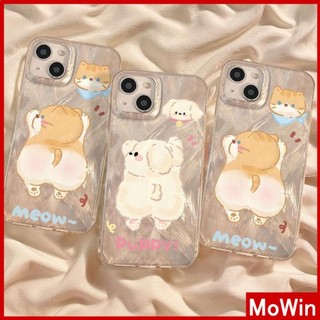 Mowin - Dành cho iPhone 11 15 Pro Max iPhone Case Silver Feather Luxury Holographic Laser Clear Case Soft TPU Mèo và chó con Tương thích với iPhone14 13 12 Pro max XS XR 7 8 Plus