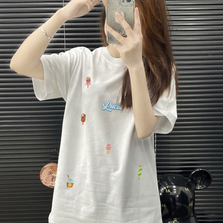 Áo phông nữ trắng form rộng hàn quốc cổ tròn áo thun in hình outerity 100% cotton SALUTE local brand Y1521