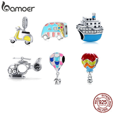 Bamoer Bạc 925 Quyến Rũ Xe Máy Bay Tàu Mặt Dây Chuyền Phụ Kiện Thời Trang Quà Tặng Sinh Nhật BSC136