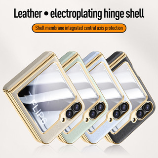  Ốp Cho Samsung Galaxy Z Flip 7 FE 6 5 5G Flip6 ZFlip6 2024 Da Mạ Điện Bản Lề Phim Kính Cường Lực Vỏ Điện Thoại Cảm Giác Da Vỏ Bảo Vệ Ống Kính Vỏ cass 